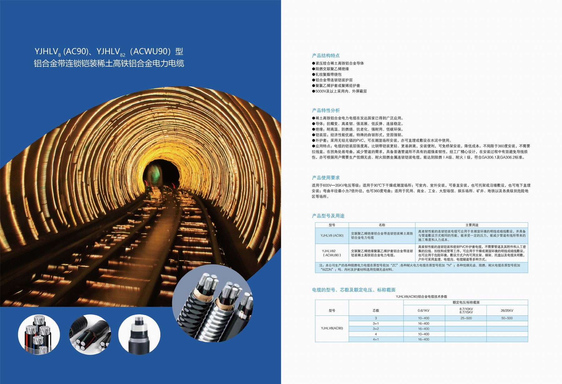 YJHV8(AC90)、YJHLV82(ACWU90)型鋁合金帶連鎖鎧裝稀土高鐵鋁合金電力電纜3.jpg